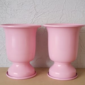 Par Vaso Tulipa Rosa Metal