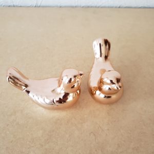 Par Passarinhos em porcelana Rose Gold