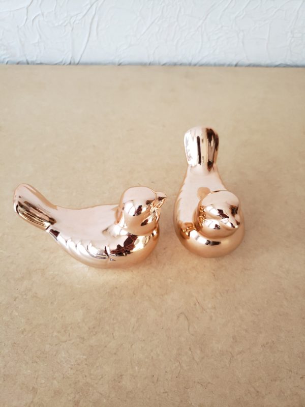 Par Passarinhos em porcelana Rose Gold Par Passarinhos em porcelana Rose Gold