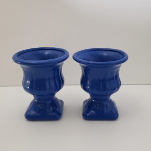 Vaso Grego em Cerâmica Azul Bic