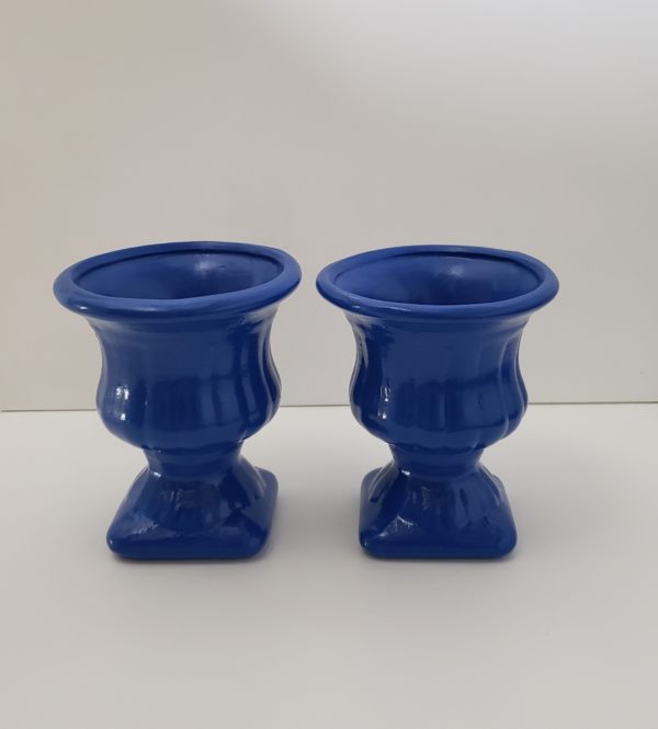 Vaso Grego em Cerâmica Azul Bic