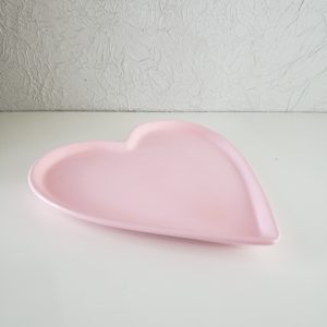 Bandeja em cerâmica coração Rosa Claro