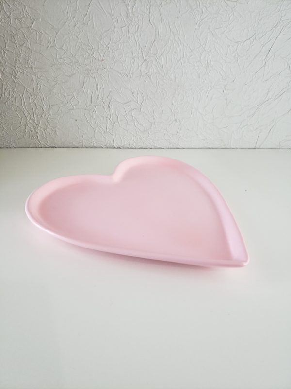 suporteparadocecoração (3) Bandeja em cerâmica coração Rosa Claro