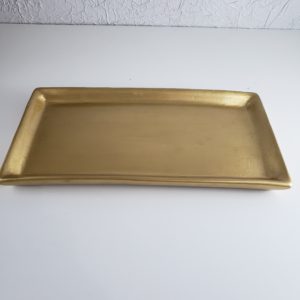 Bandeja cerâmica retangular cor Dourado
