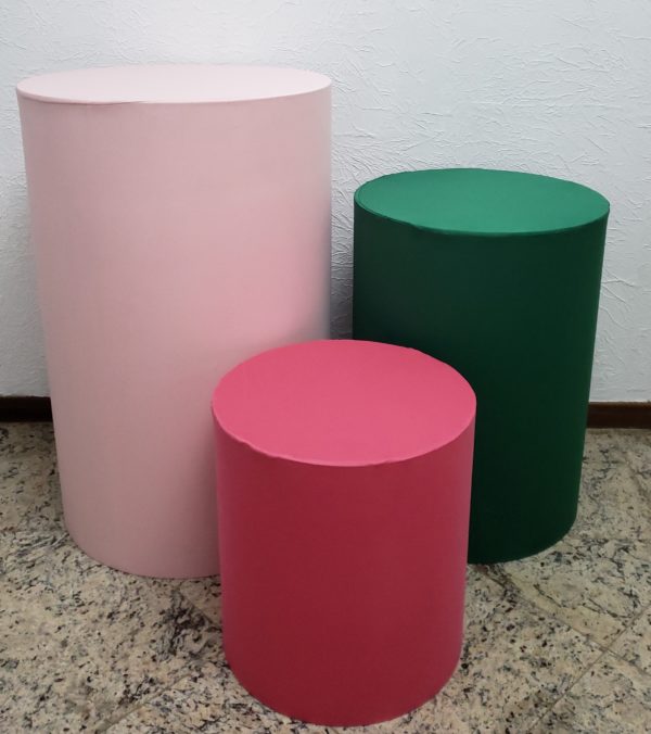 Capas para Trio mesas cilindro Cores Rosa/Verde/Pink Capas para Trio mesas cilindro Cores Rosa/Verde/Pink