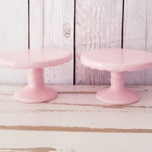 Suporte de cerâmica redondo babado cor Rosa