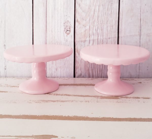Suporte de cerâmica redondo babado cor Rosa