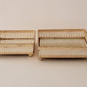 Kit Bandejas de Metal Espelhadas Dourada