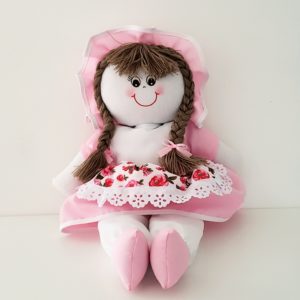 Boneca De Pano Rosa Floral