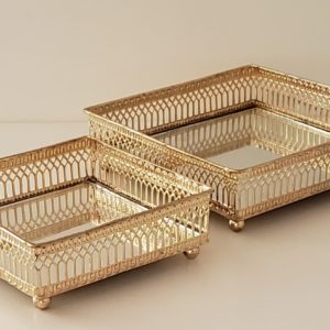 Kit Bandejas de Metal Douradaa
