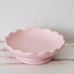 Bandeja cerâmica redonda babado cor Rosa
