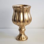 Vaso Castiçal Cerâmica Dourado