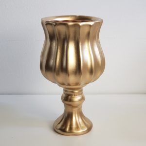 Vaso Castiçal Cerâmica Dourado