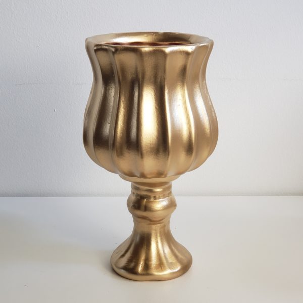 Vaso Castiçal Cerâmica Dourado Vaso Castiçal Cerâmica Dourado