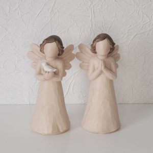 kit Anjos Batizado Resina Bege