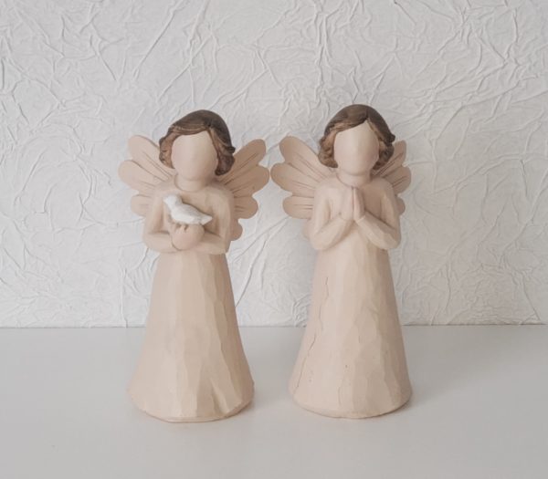 kit Anjos Batizado Resina Bege