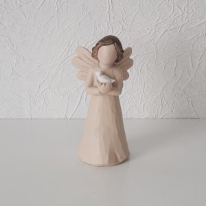 kit Anjos Batizado Resina Bege