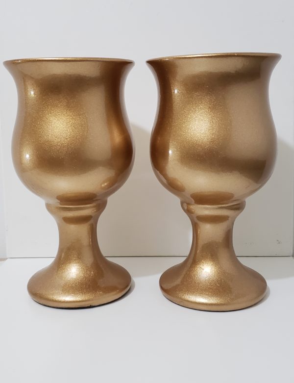 Vaso Taça em Cerâmica Dourado