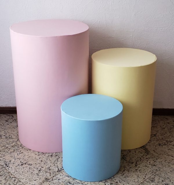 Trio mesas cilindro com capa cores Candy Trio mesas cilindro com capa cores Candy