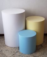 Trio mesas cilindro com capa cores Candy
