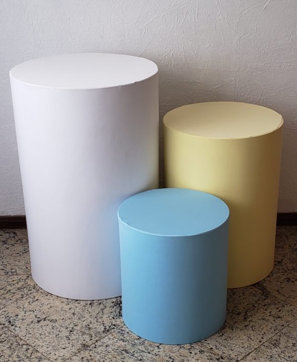 Trio mesas cilindro com capa cores Candy Trio mesas cilindro com capa cores Candy