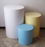 Trio mesas cilindro com capa cores Candy