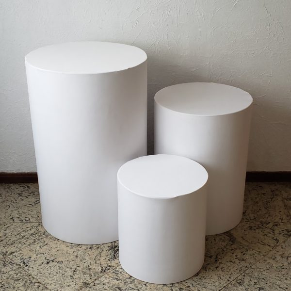 Trio mesas cilindro com capa cor Branco
