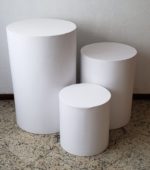 Trio mesas cilindro com capa cor Branco