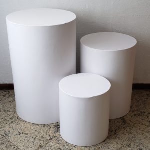 Trio mesas cilindro com capa cor Branco