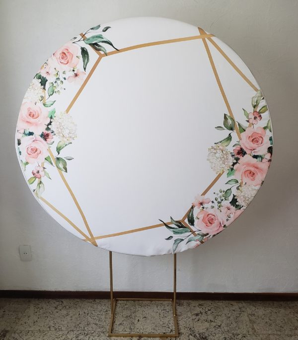 Suporte Redondo com Tecido Sublimado Flores