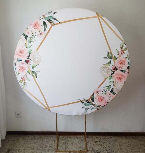 Suporte Redondo com Tecido Sublimado Flores Suporte Redondo com Tecido Sublimado Flores