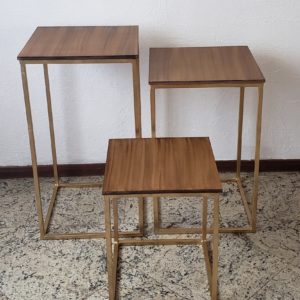 Trio Mesas Cubo Tampo Rustico