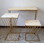 Trio Mesas Cubo Dourada Louis