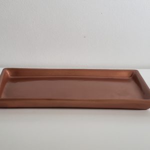 Bandeja cerâmica retangular cor Rose Gold