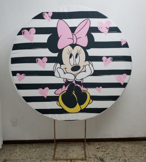 Suporte Redondo com Tecido Sublimado Minnie