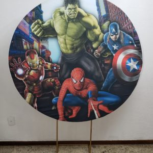 Suporte Redondo com Tecido Sublimado Super Heróis