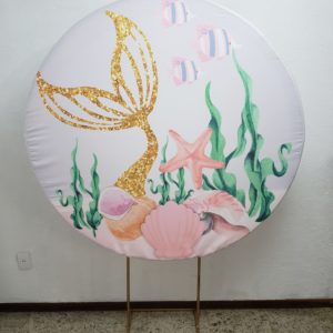 Suporte Redondo com Tecido Sublimado Sereia