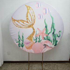 Suporte Redondo com Tecido Sublimado Sereia