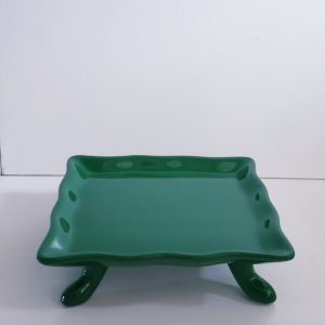 Bandeja Quadrada Babado Cerâmica Verde
