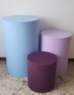 Trio mesas cilindro com capa cores Azul/Lilas/Roxo