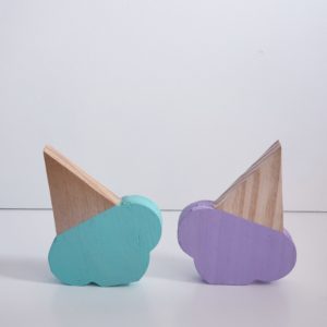 Kit Sorvetinhos de madeira Verde e Lilas