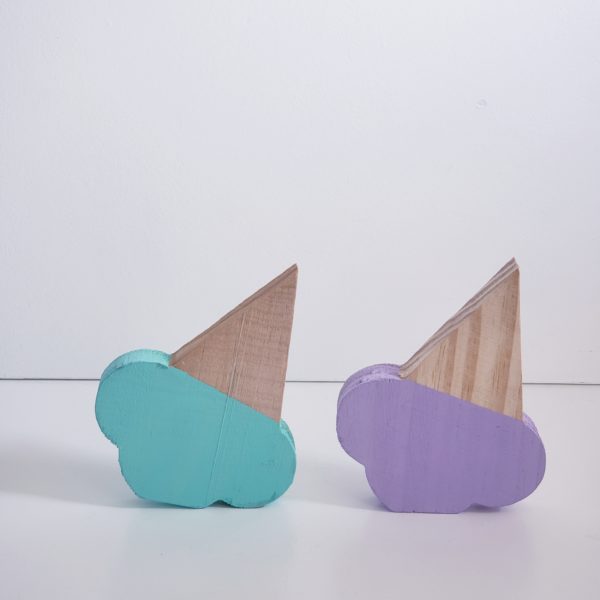 Kit Sorvetinhos de madeira Verde e Lilas