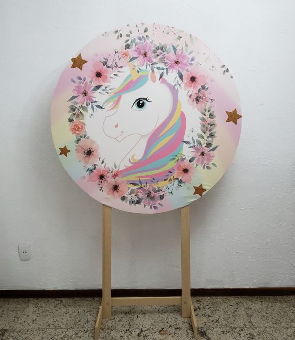 Painel Redondo com Tecido Sublimado Unicórnio Painel Redondo com Tecido Sublimado Unicórnio