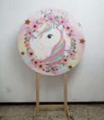 Painel Redondo com Tecido Sublimado Unicórnio