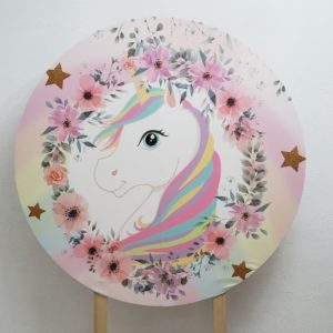 Painel Redondo com Tecido Sublimado Unicórnio