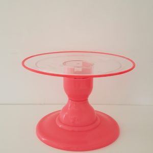 Suporte Boleira ABS tampo transparente Rosa Neon