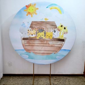 Suporte Redondo com Tecido Sublimado Arca de Noe