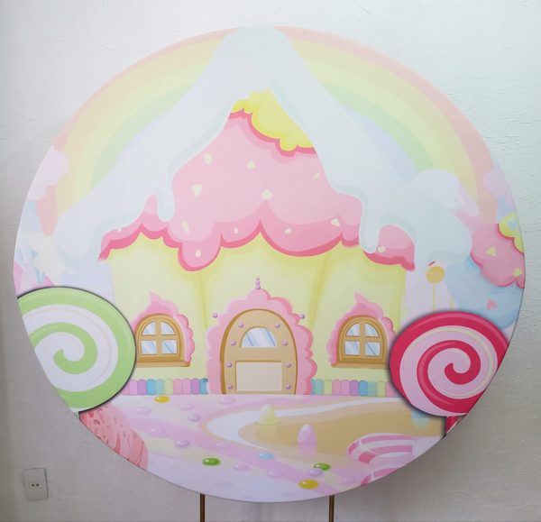 Suporte Redondo com Tecido Sublimado Doces