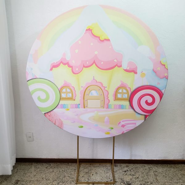 Suporte Redondo com Tecido Sublimado Doces Suporte Redondo com Tecido Sublimado Doces