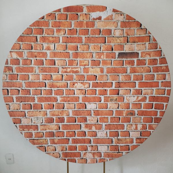 Suporte Redondo com Tecido Sublimado textura Tijolo